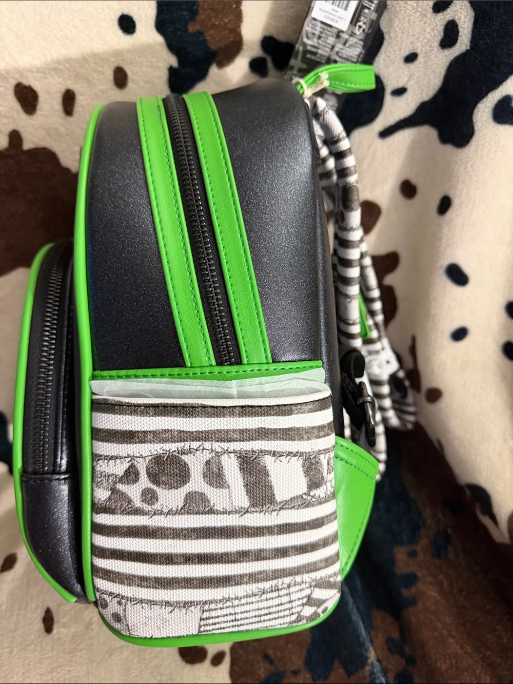 Loungefly Zero Mini Backpack - Black with Neon Green Trim - Picture 3 of 4